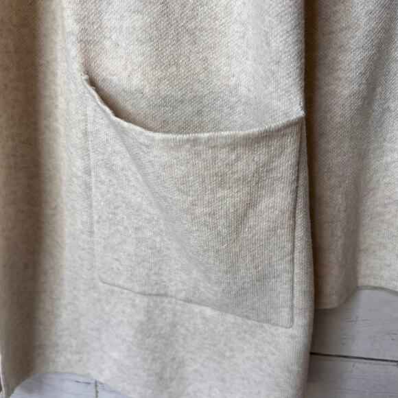 Loft Cardigan Womens Size Medium Oatmeal Open Knit Cotton Blend Pockets - Picture 6 of 15